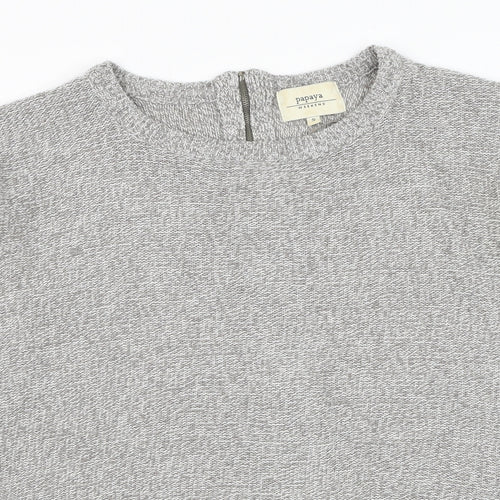Papaya Womens Grey Round Neck  Acrylic Pullover Jumper Size S