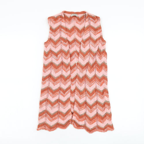 NEXT Girls Pink Square Neck  Cotton Cardigan Jumper Size 9 Years  Pullover