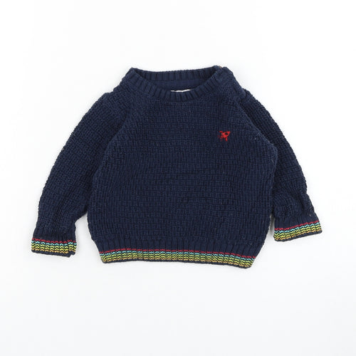 F&F Boys Blue  Cotton Pullover Jumper Size 3-6 Months  Pullover
