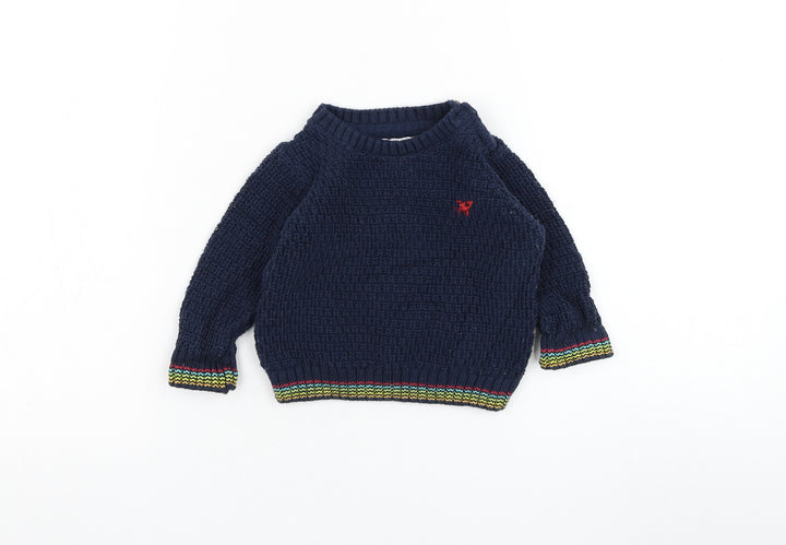 F&F Boys Blue Cotton Pullover Jumper Size 3-6 Months Pullover