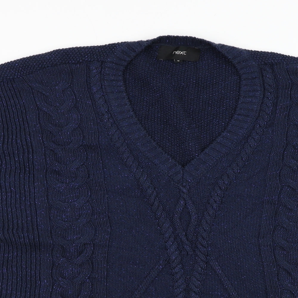NEXT Womens Blue V-Neck  Cotton Vest Jumper Size M