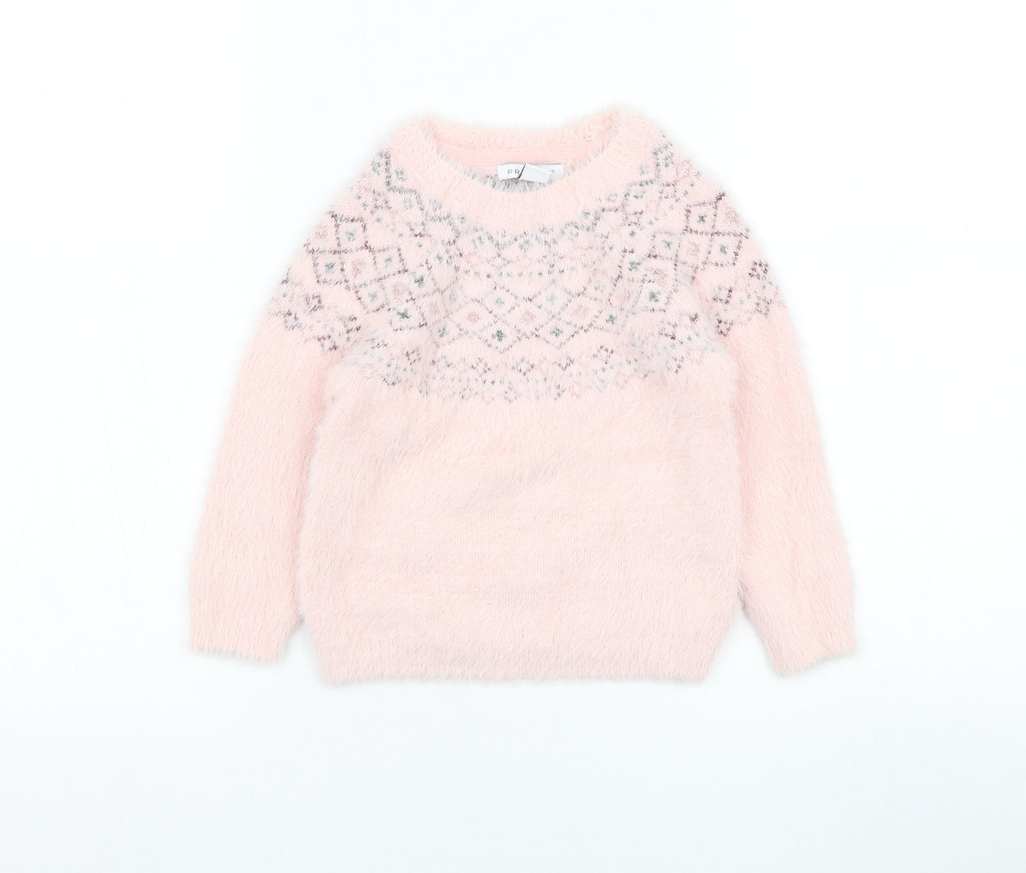 Primark Girls Pink Round Neck  Polyamide Pullover Jumper Size 3-4 Years  Pullover