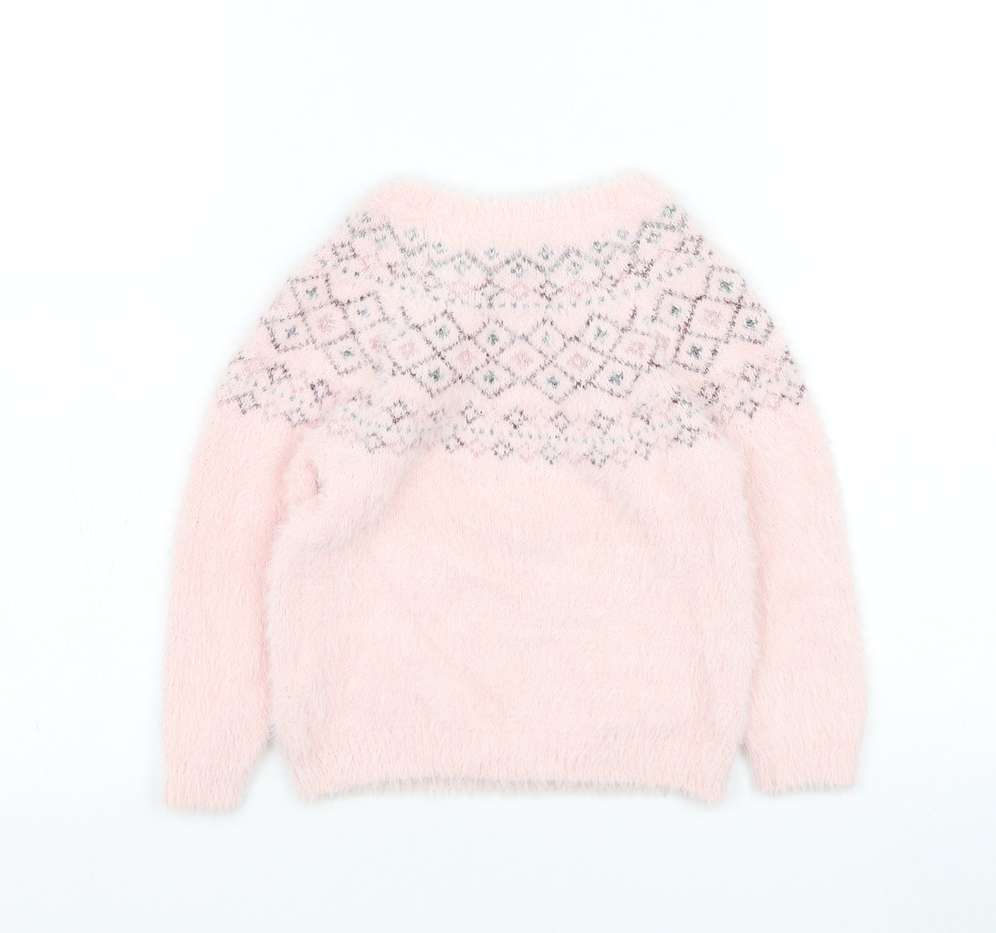 Primark Girls Pink Round Neck  Polyamide Pullover Jumper Size 3-4 Years  Pullover