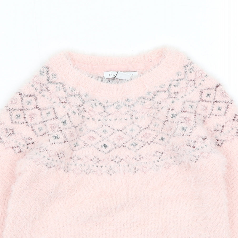 Primark Girls Pink Round Neck  Polyamide Pullover Jumper Size 3-4 Years  Pullover