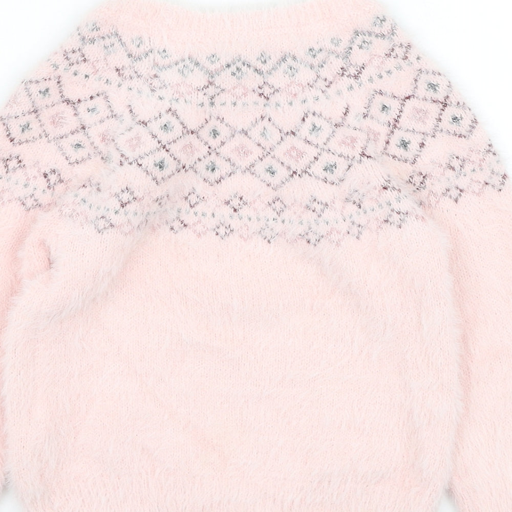Primark Girls Pink Round Neck  Polyamide Pullover Jumper Size 3-4 Years  Pullover