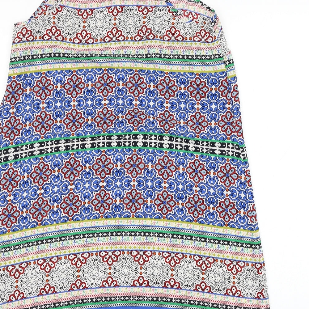 New Look Womens Multicoloured Geometric Polyester Basic Tank Size 12 Square Neck