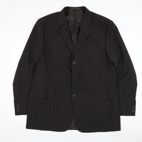 F&F Mens Brown Striped Polyester Jacket Suit Jacket Size 46