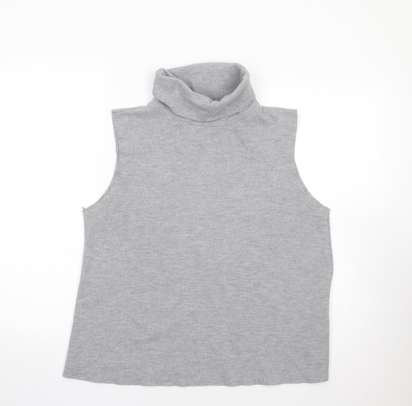 Zara Womens Grey Roll Neck  Polyester Vest Jumper Size L