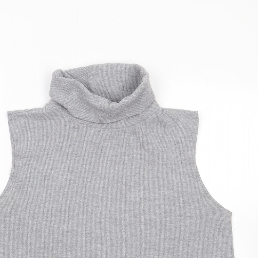 Zara Womens Grey Roll Neck  Polyester Vest Jumper Size L