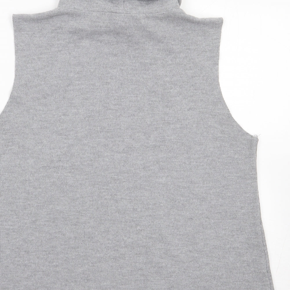 Zara Womens Grey Roll Neck  Polyester Vest Jumper Size L