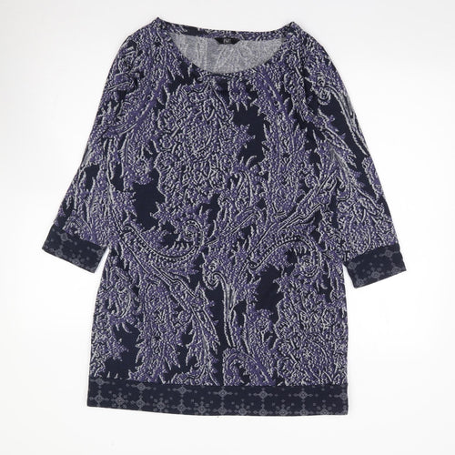 F&F Womens Purple Geometric Polyester Shift  Size 14  Round Neck Pullover