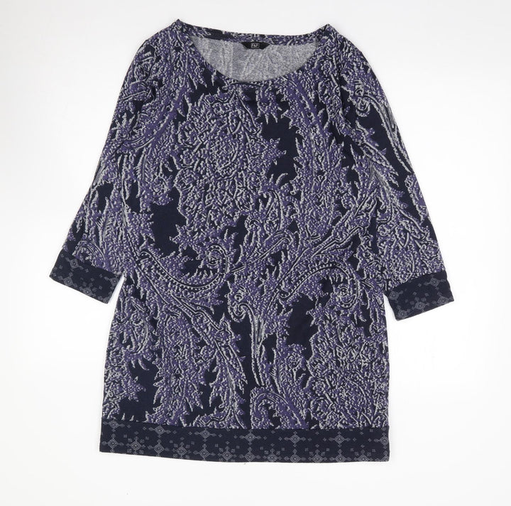 F&F Womens Purple Geometric Polyester Shift Size 14 Round Neck Pullover