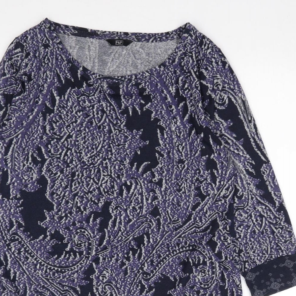 F&F Womens Purple Geometric Polyester Shift  Size 14  Round Neck Pullover