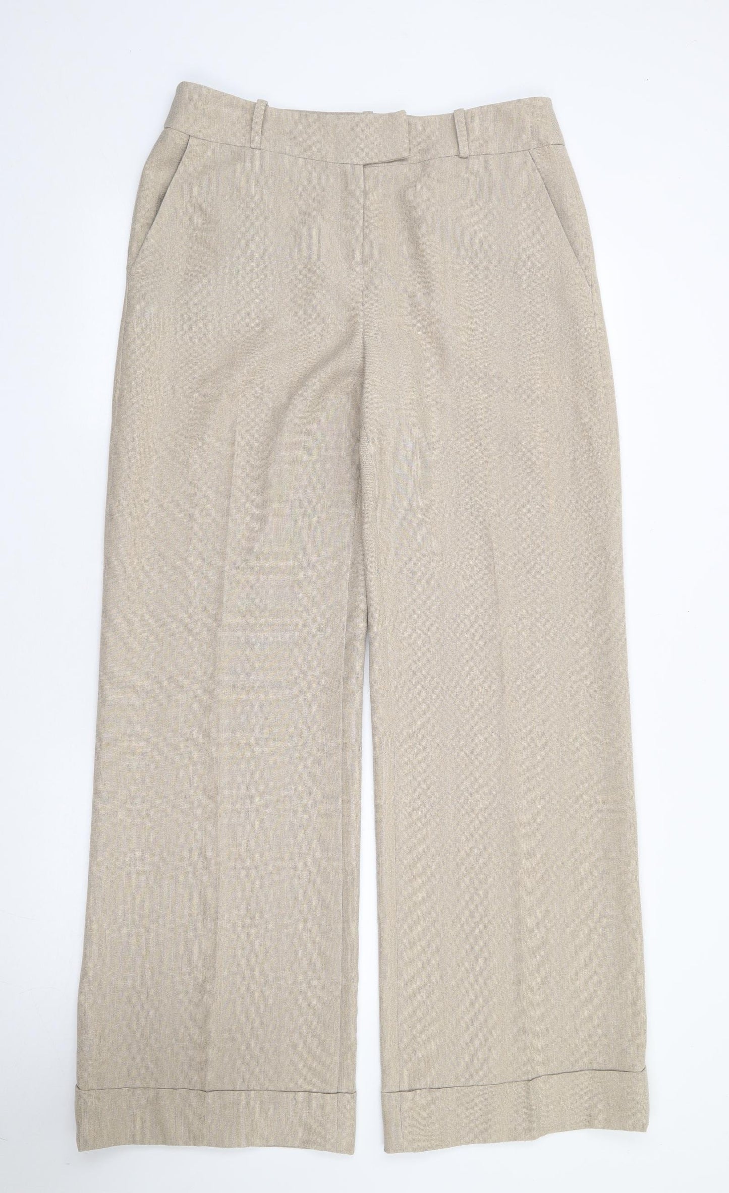 George Womens Beige  Polyester Trousers  Size 12 L34 in Regular Zip