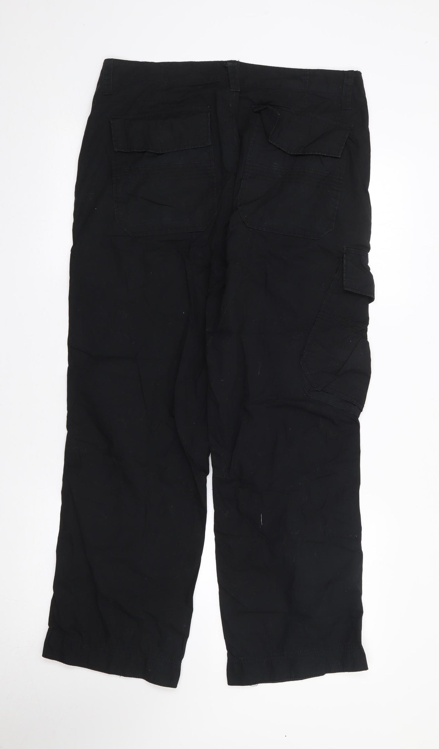F&F Womens Black  Cotton Cargo Trousers Size 32 L30 in Regular Zip