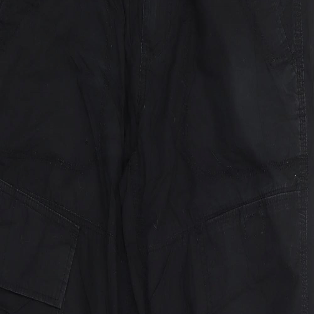 F&F Womens Black  Cotton Cargo Trousers Size 32 L30 in Regular Zip