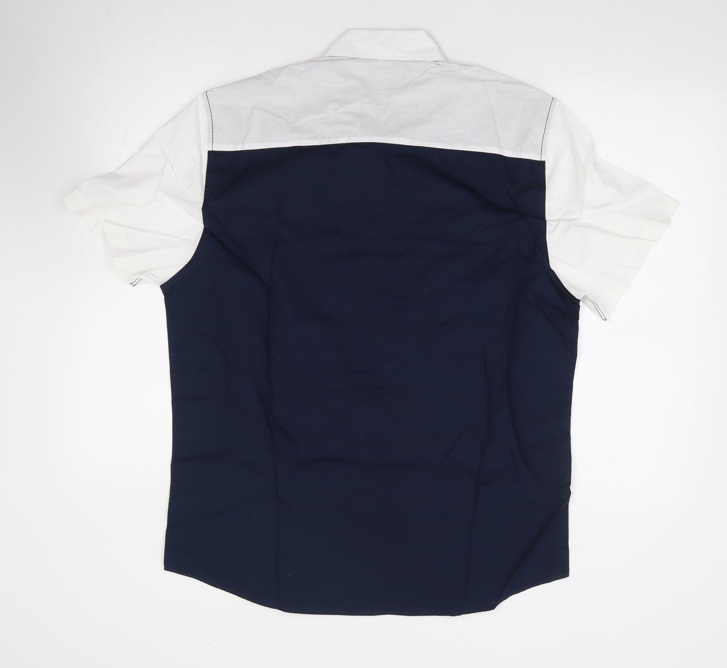 Matalan Mens Blue  Cotton  Button-Up Size L Collared Button