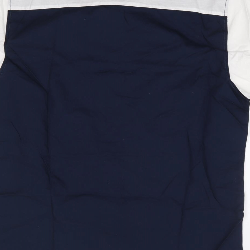 Matalan Mens Blue  Cotton  Button-Up Size L Collared Button