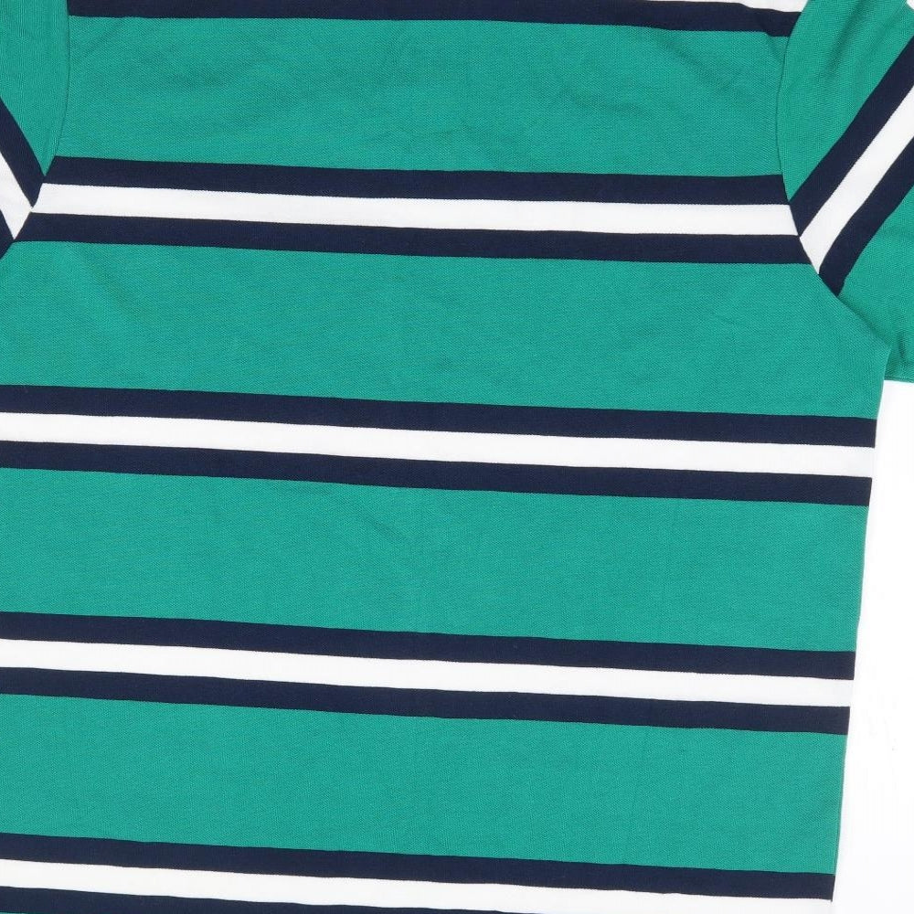 Primark Mens Green Striped 100% Cotton  Polo Size XL Collared Pullover