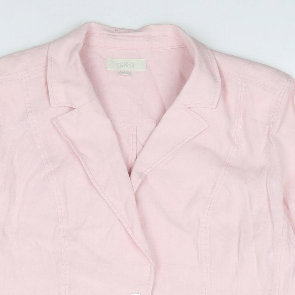 Marks and Spencer Womens Pink  Linen Jacket Suit Jacket Size 18