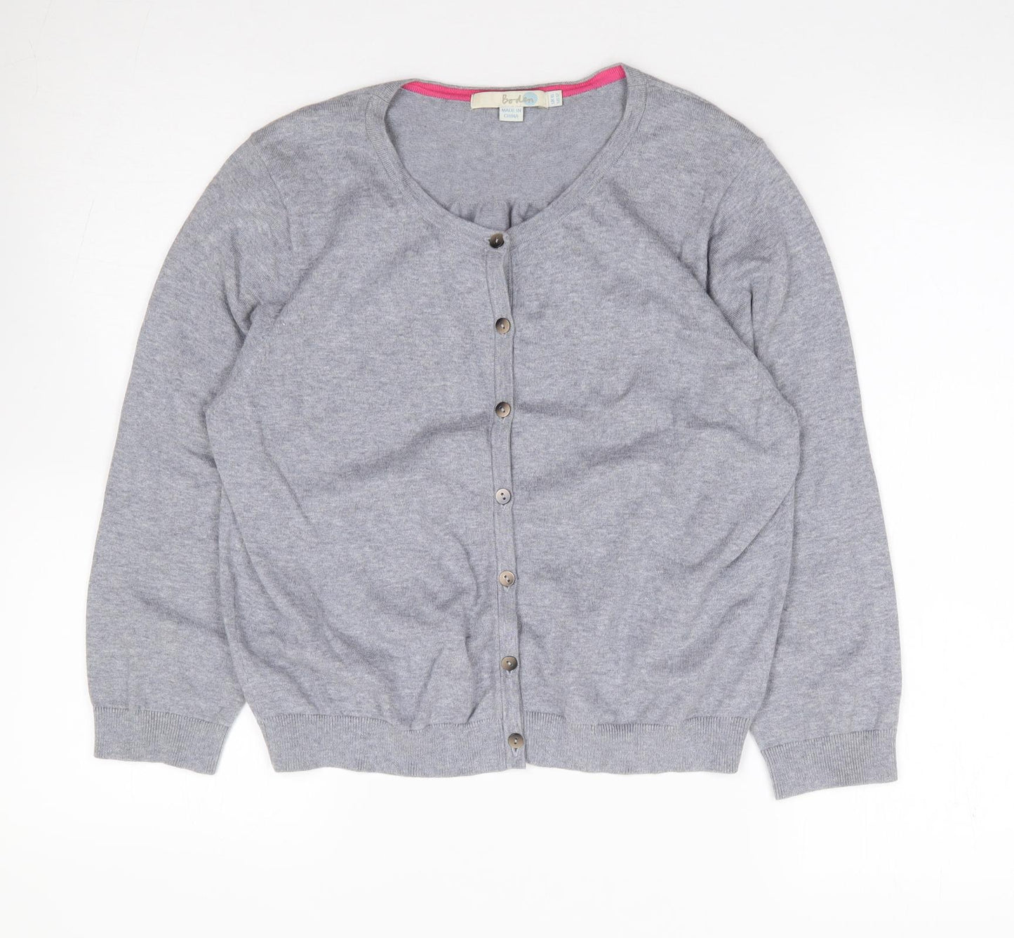 Boden Womens Grey Round Neck  Cotton Cardigan Jumper Size 16