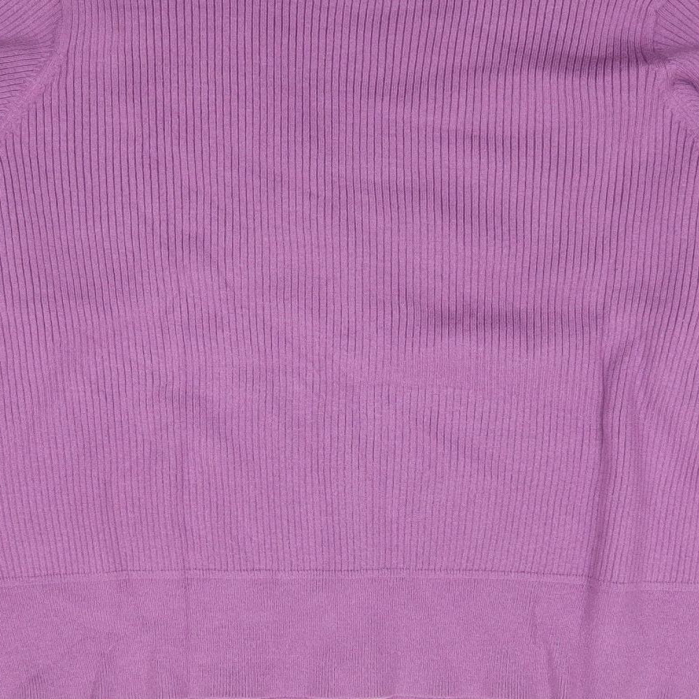 Marks and Spencer Womens Purple V-Neck  Viscose Cardigan Jumper Size 20   - Ribbed