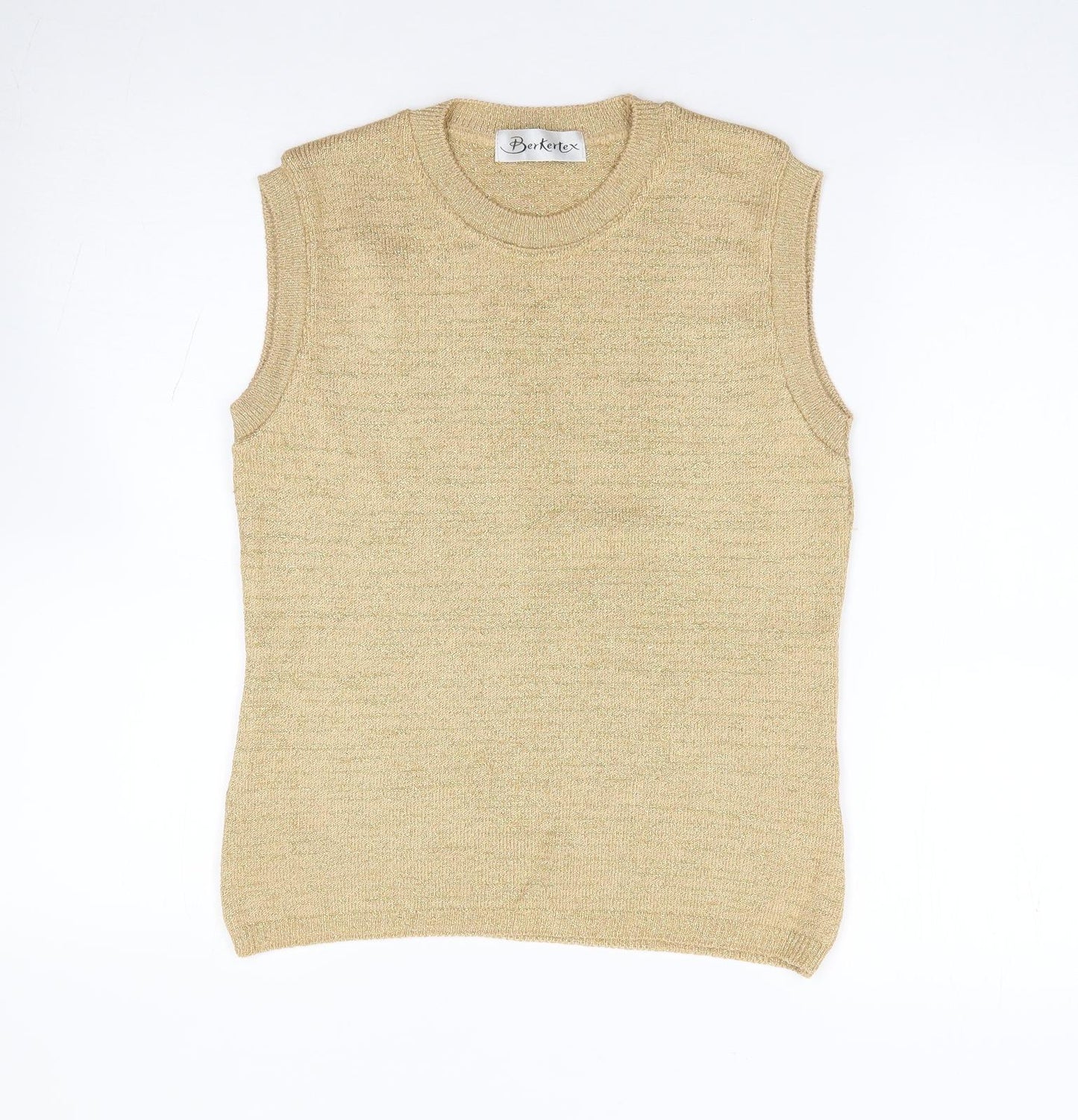 Berkertex Womens Gold Crew Neck  Acrylic Vest Jumper Size 18