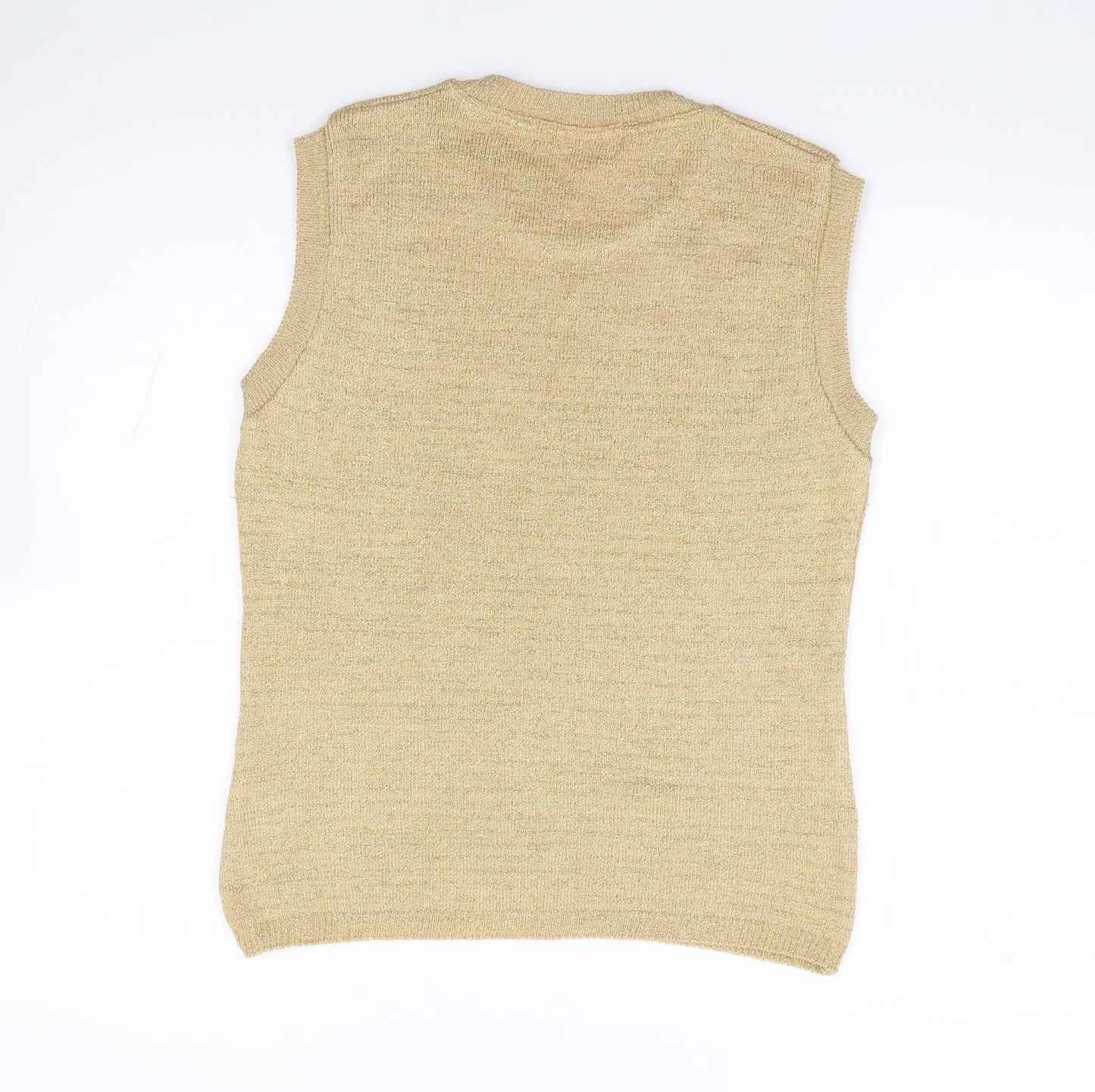 Berkertex Womens Gold Crew Neck  Acrylic Vest Jumper Size 18