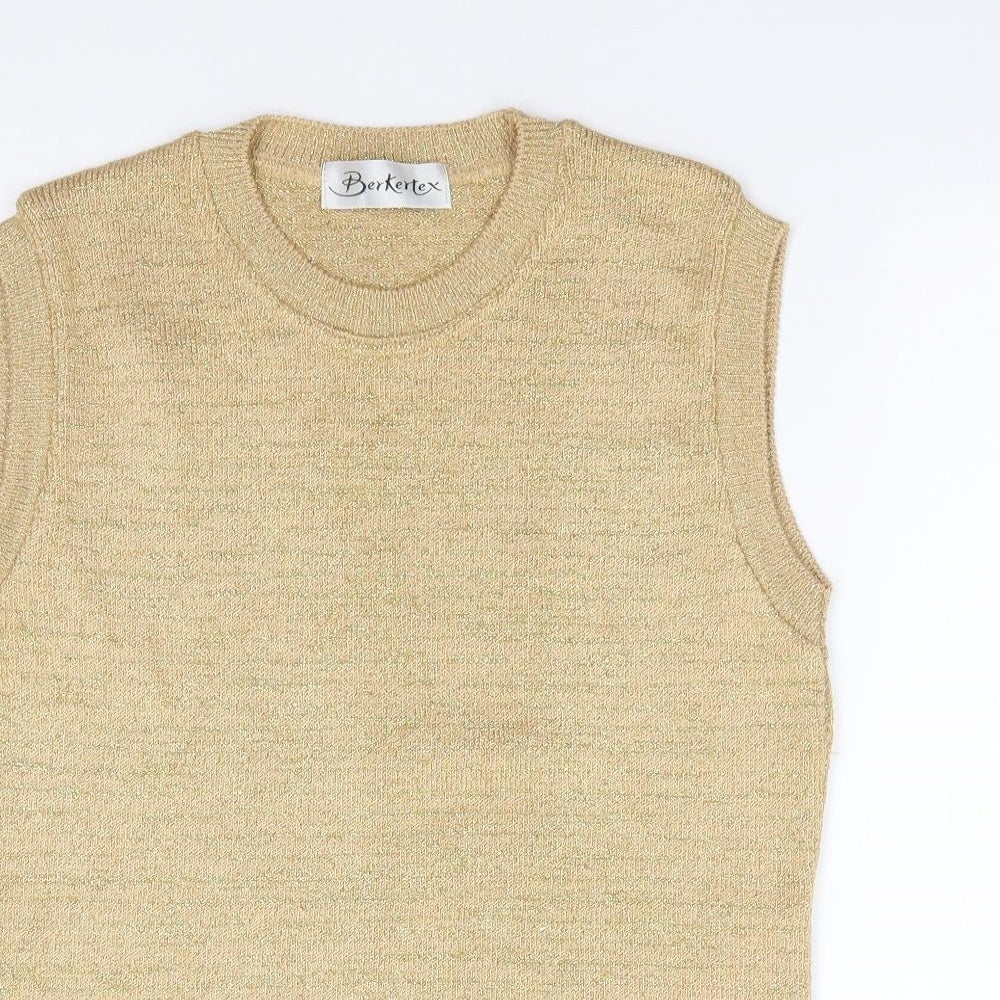 Berkertex Womens Gold Crew Neck  Acrylic Vest Jumper Size 18