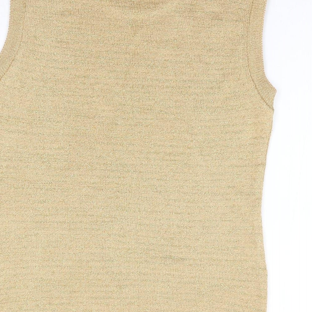 Berkertex Womens Gold Crew Neck  Acrylic Vest Jumper Size 18