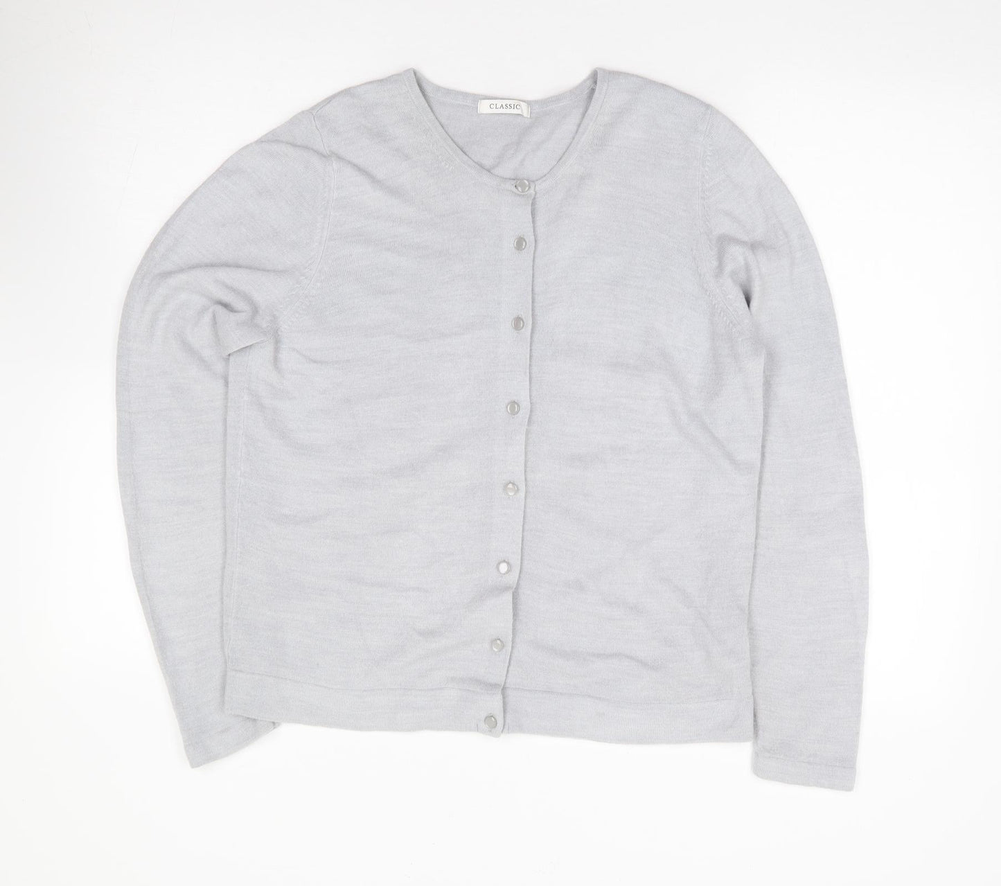 Marks and Spencer Womens Grey Round Neck  Acrylic Cardigan Jumper Size 16