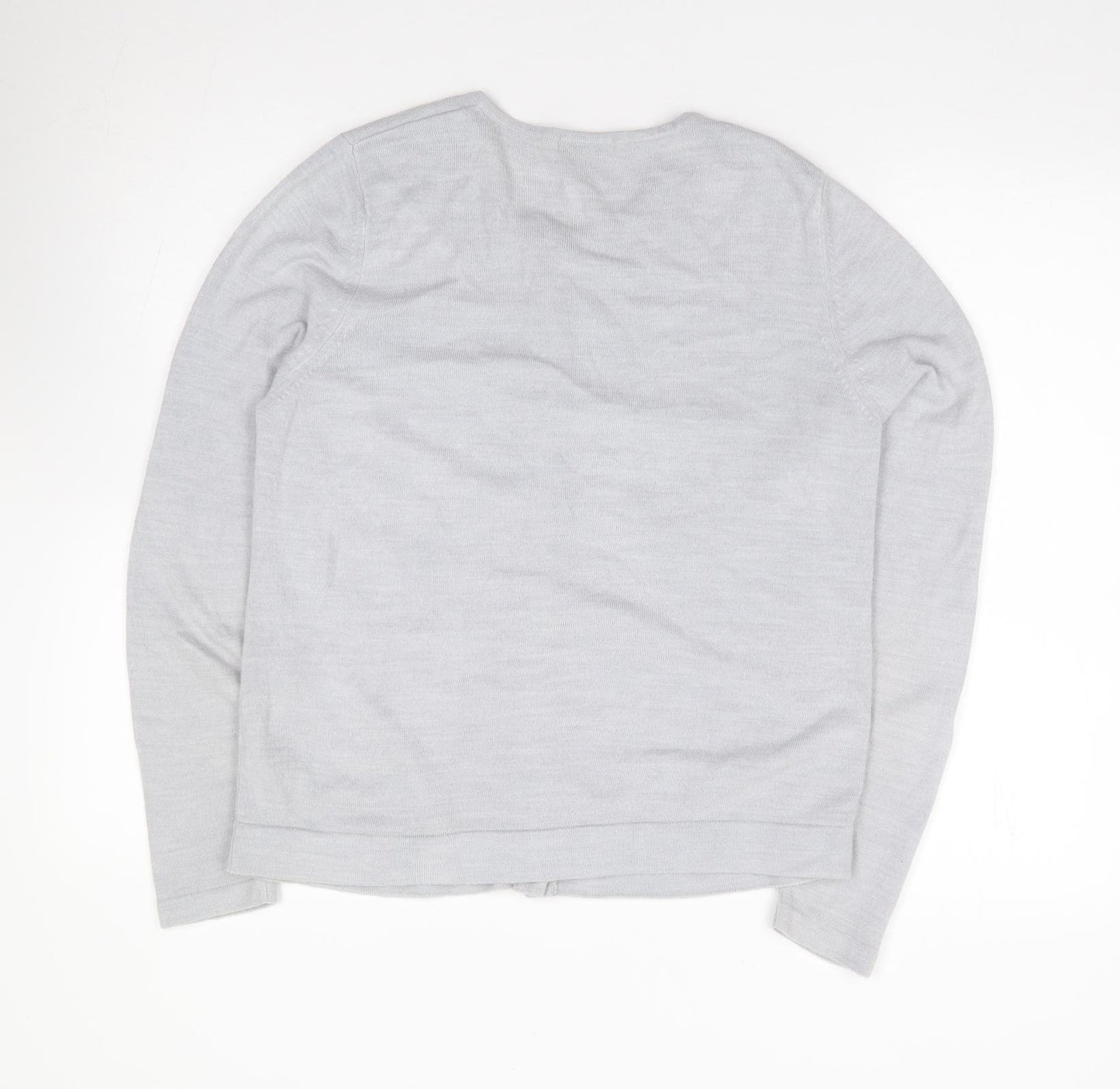 Marks and Spencer Womens Grey Round Neck  Acrylic Cardigan Jumper Size 16