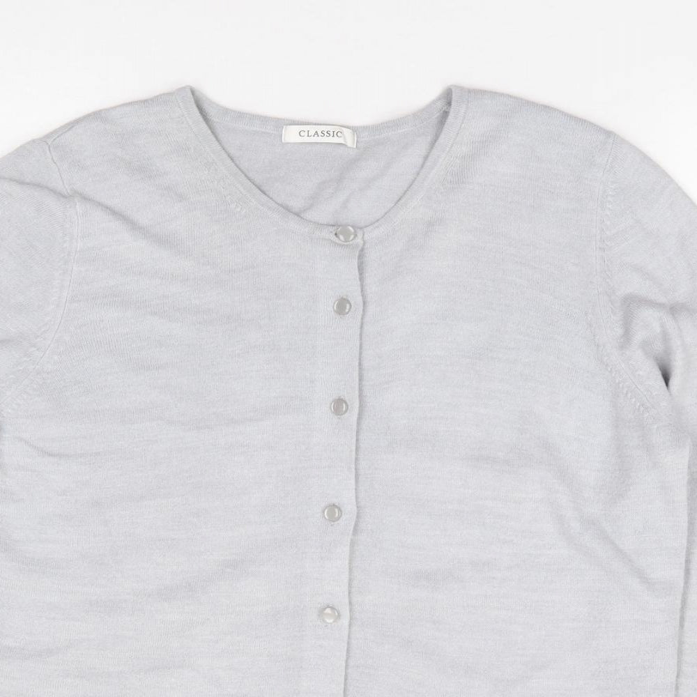 Marks and Spencer Womens Grey Round Neck  Acrylic Cardigan Jumper Size 16