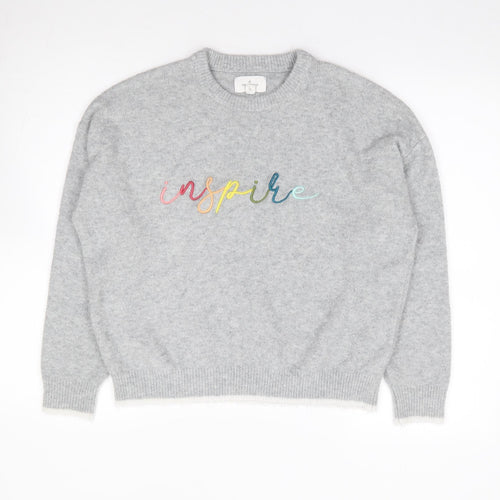Springfield Womens Grey Crew Neck  Acrylic Pullover Jumper Size S