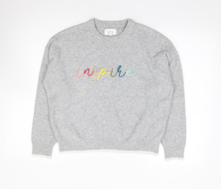 Springfield Womens Grey Crew Neck Acrylic Pullover Jumper Size S