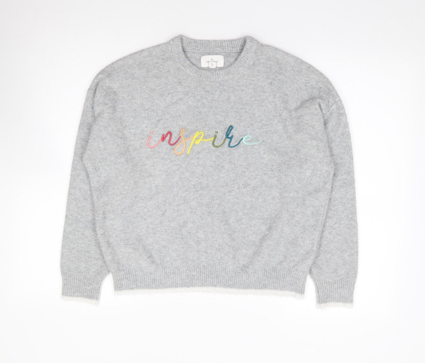 Springfield Womens Grey Crew Neck  Acrylic Pullover Jumper Size S