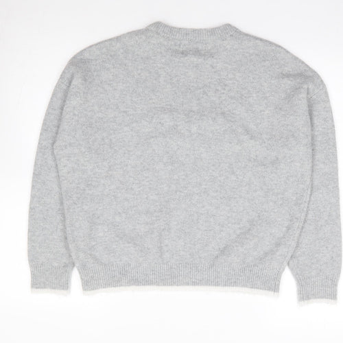 Springfield Womens Grey Crew Neck  Acrylic Pullover Jumper Size S