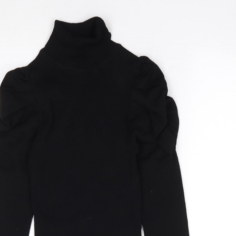 River Island Womens Black Roll Neck  Polyester Pullover Jumper Size 12   - Ribbed