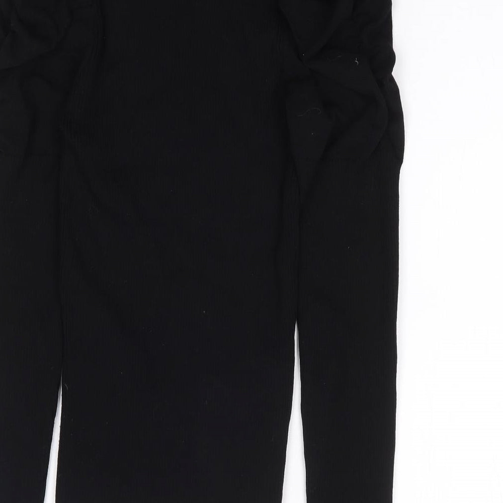 River Island Womens Black Roll Neck  Polyester Pullover Jumper Size 12   - Ribbed