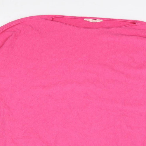 Mis Sugar Womens Pink Boat Neck  Polyamide Pullover Jumper Size L