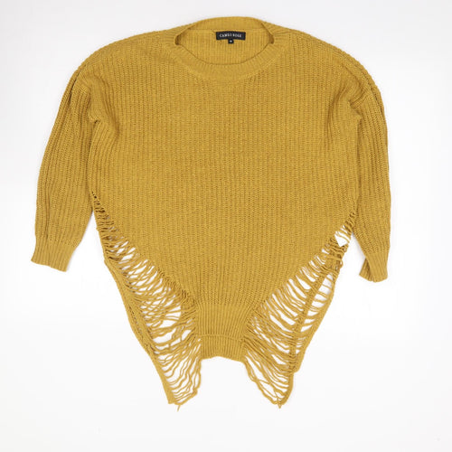 Cameo Rose Womens Yellow Round Neck  Acrylic Pullover Jumper Size 10