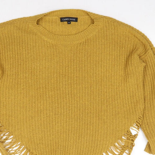Cameo Rose Womens Yellow Round Neck  Acrylic Pullover Jumper Size 10