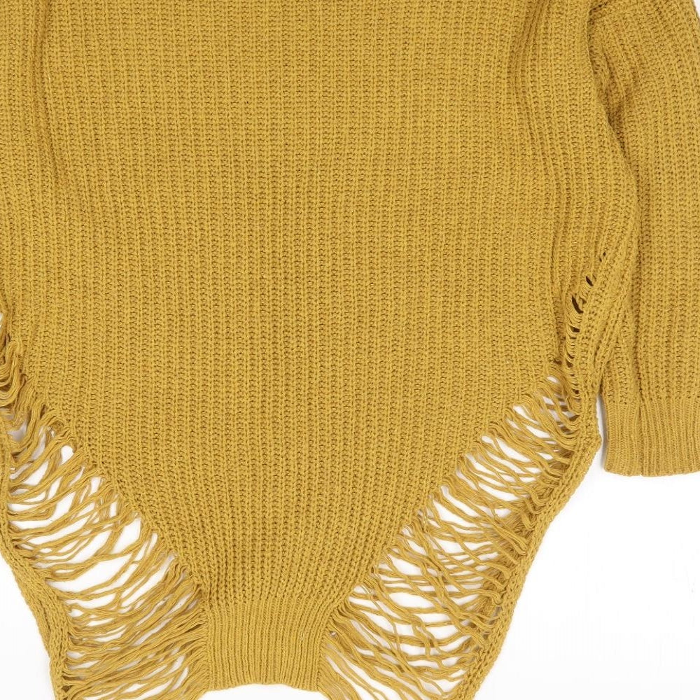 Cameo Rose Womens Yellow Round Neck  Acrylic Pullover Jumper Size 10