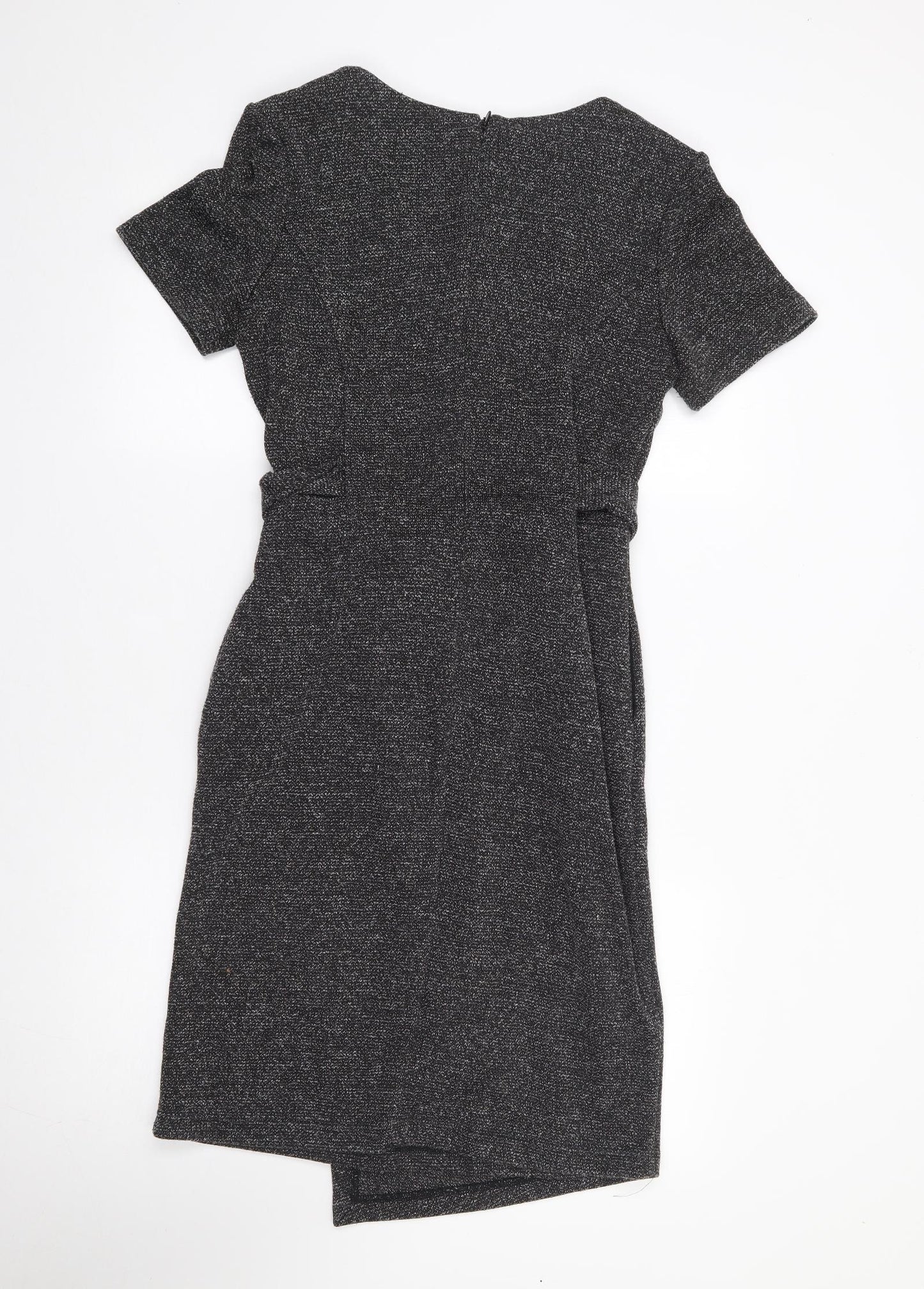 NEXT Womens Grey  Polyester Pencil Dress  Size 10  V-Neck Zip