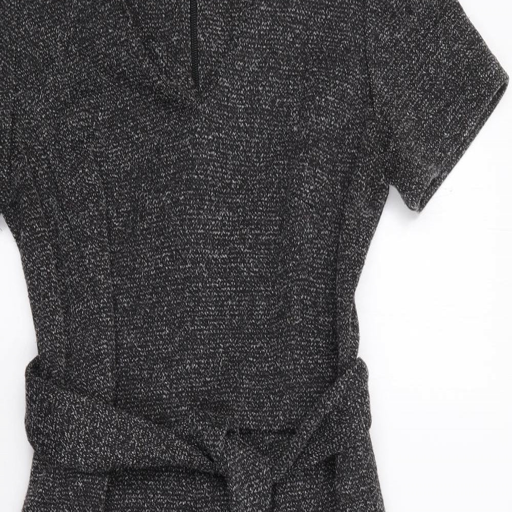 NEXT Womens Grey  Polyester Pencil Dress  Size 10  V-Neck Zip