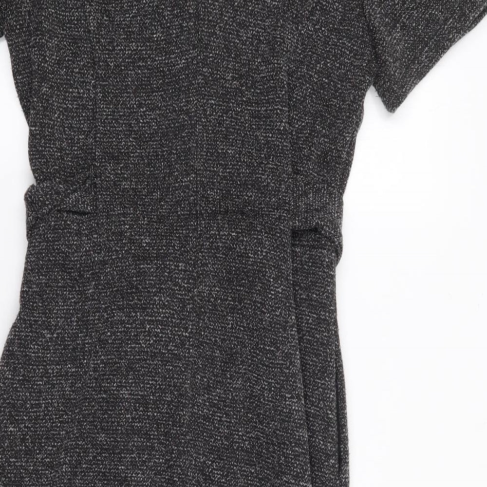 NEXT Womens Grey  Polyester Pencil Dress  Size 10  V-Neck Zip