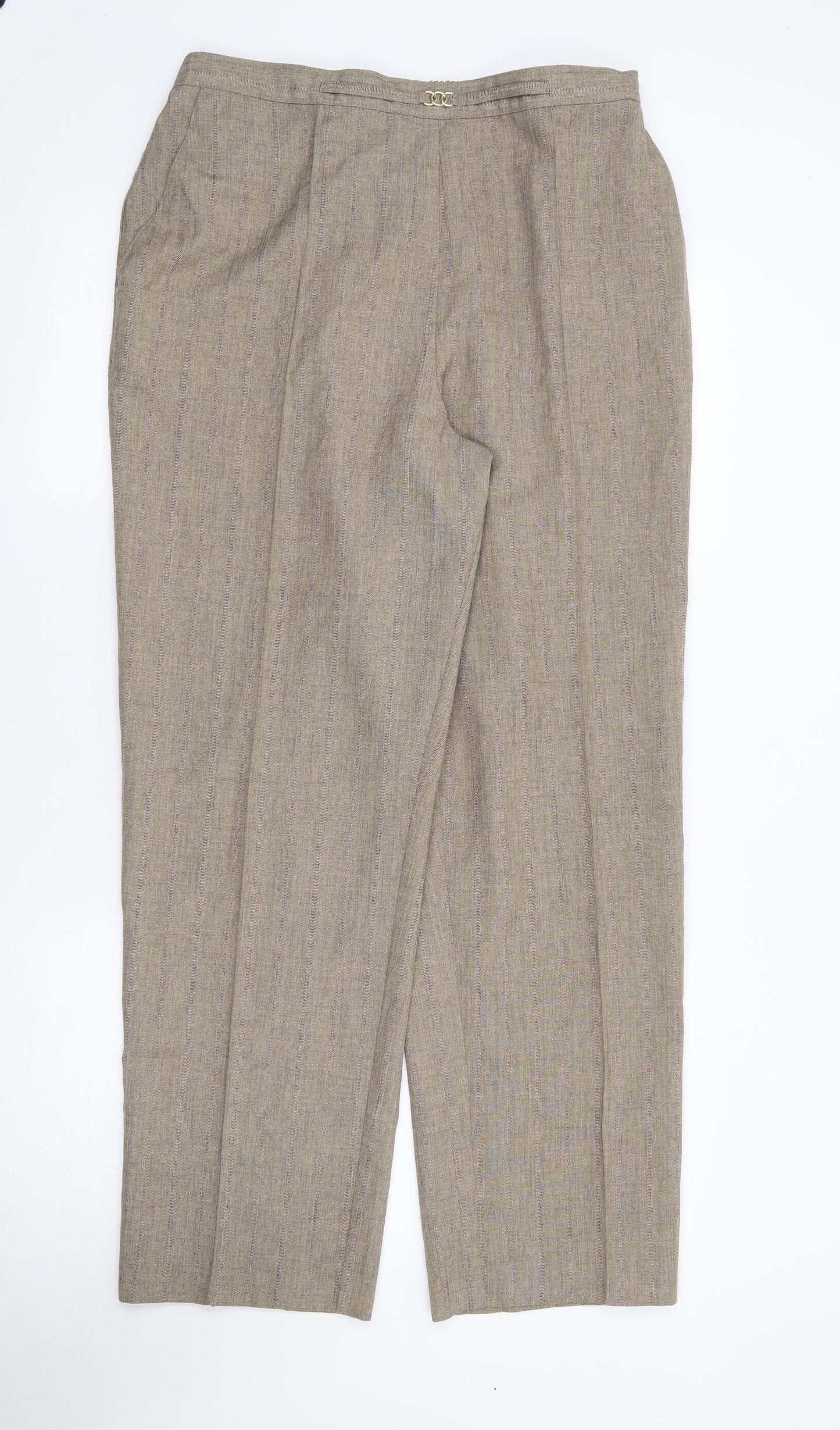 Marks and Spencer Womens Brown  Polyester Trousers  Size 18 L29 in Regular
