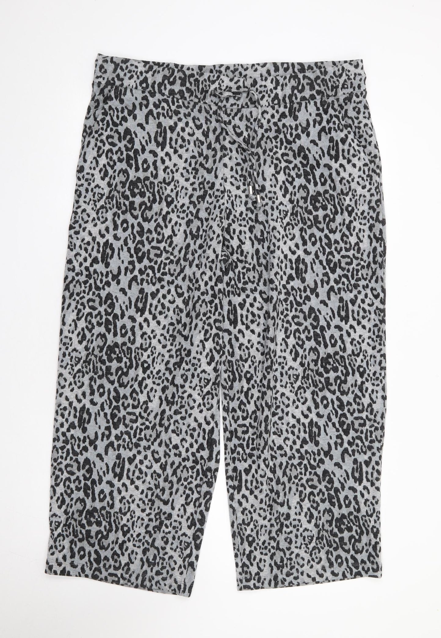 Marks and Spencer Womens Grey Animal Print Polyester Sweatpants Trousers Size 18 L27 in Regular Drawstring
