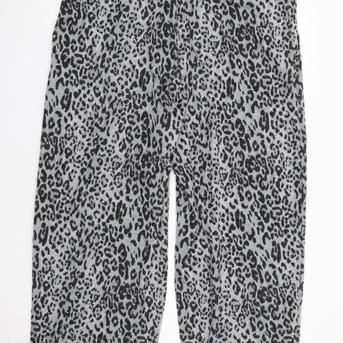 Marks and Spencer Womens Grey Animal Print Polyester Sweatpants Trousers Size 18 L27 in Regular Drawstring