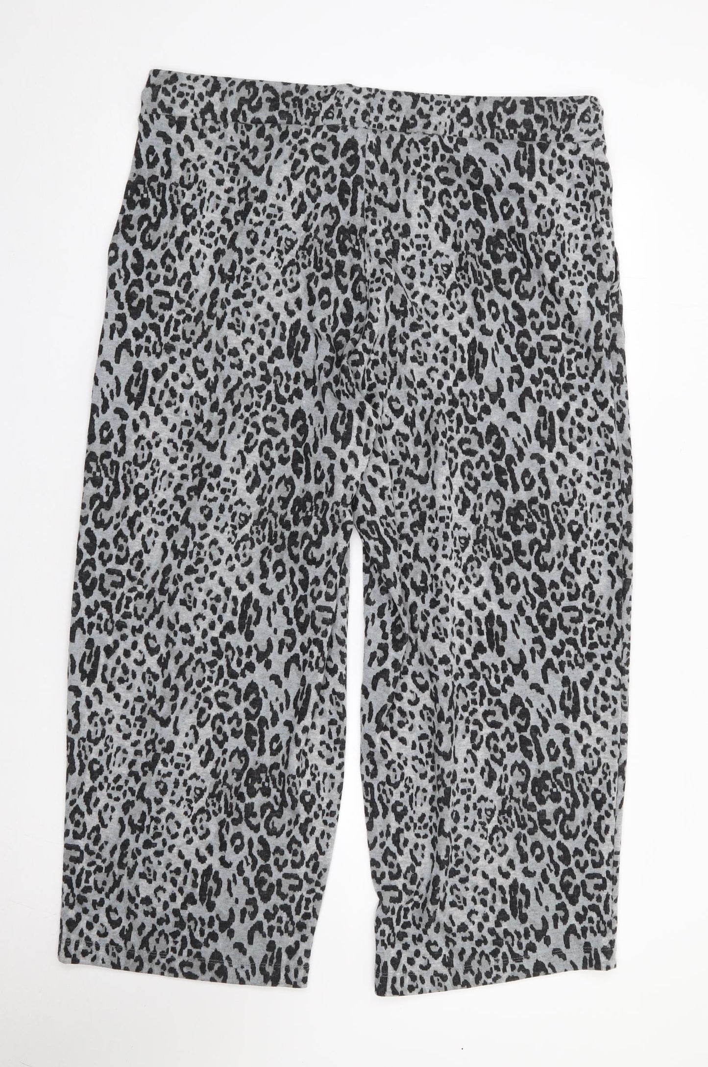 Marks and Spencer Womens Grey Animal Print Polyester Sweatpants Trousers Size 18 L27 in Regular Drawstring